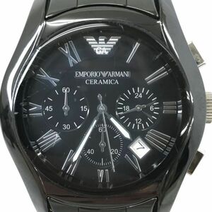 EMPORIO ARMANI エンポリオアルマーニ 腕時計 AR1400 111107 クオーツ アナログ ラウンド ブラック クロノグラフ コレクション 動作確認済