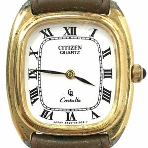 CITIZEN シチズン Castalia カスタリア 腕時計 4-851234 S クオーツ アナログ スクエア ホワイト ブラウン ヴィンテージ シンプル ウォッチ