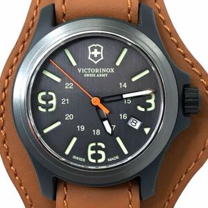 新品 VICTORINOX ビクトリノックス 腕時計 クオーツ アナログ ラウンド ブラック レザー コレクション シンプル カレンダー 動作確認済み