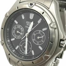 SEIKO セイコー 腕時計 5K2J-0A10 ソーラー アナログ ラウンド ネイビー シルバー TITANIUM チタン コレクション 10気圧防水 動作確認済み_画像1