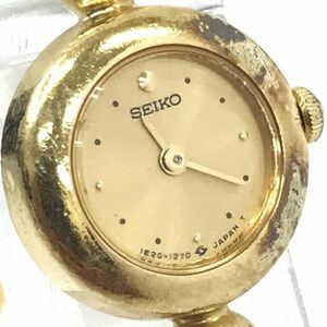 SEIKO セイコー 腕時計 1E20-0420 クオーツ アナログ ラウンド ゴールド ストーン ヴィンテージ コレクション 電池交換済み 動作確認済み
