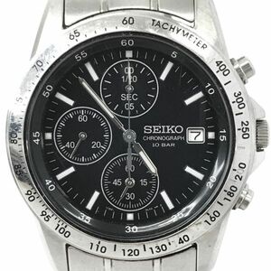 SEIKO セイコー 腕時計 7T92-0DW0 クオーツ ラウンド ブラック シルバー クロノグラフ カレンダー 格好良い コレクション 動作確認済