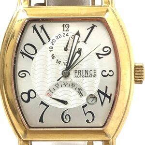 PRINCE プリンス 腕時計 P-0015 自動巻き 機械式 オートマ アナログ トノー シルバー ブラウン レザーベルト コレクション 動作確認済み