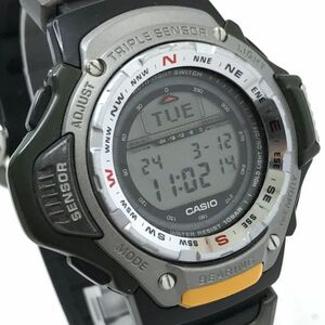 美品 CASIO カシオ PROTREK プロトレック トリプルセンサー 腕時計 PRT-41SJ-1 クオーツ デジタル ラウンド 樹脂ベルト 電池交換済 動作OK