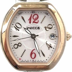 美品 CITIZEN シチズン wicca ウィッカ 腕時計 KL0-731-91 H0F8-R007840 ソーラー アナログ トノー ピンク シルバー レディース 動作確認済