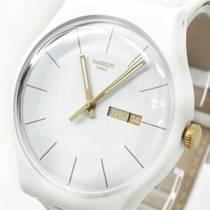 美品 Swatch スウォッチ WHITE CHARACTER 腕時計 SUOW703 クオーツ コレクション コレクター ホワイト ゴールド 電池交換済 動作確認済