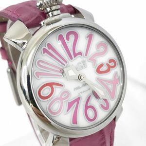 GaGaMILANO ガガミラノ MANUALE 40 マヌアーレ 腕時計 5020.6 クオーツ アナログ ホワイト ピンク コレクション コレクター 動作確認済