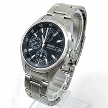 SEIKO セイコー 腕時計 SND221 7T92-0CC0 クオーツ アナログ ラウンド ブラック シルバー クロノグラフ カレンダー コレクション 動作OK_画像3