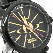 美品 Vivienne Westwood ヴィヴィアンウエストウッド 腕時計 クオーツ アナログ ラウンド ブラック ウォッチ 電池交換済み 動作確認済み_画像1