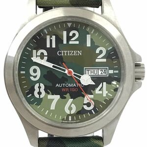 CITIZEN シチズン 腕時計 8200-S012881 自動巻 機械式 迷彩 ミリタリー カモフラージュ グリーン カレンダー コレクション 動作確認済