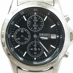 SEIKO セイコー 腕時計 SBTQ041 クオーツ アナログ ラウンド ブラック シルバー クロノグラフ カレンダー 10気圧防水 蓄光 動作確認済み