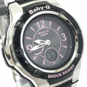 美品 CASIO カシオ BABY-G ベビーG MULTI BAND 6 腕時計 BGA-1200C-1B 電波ソーラー アナデジ ラウンド ブラック シルバー 動作確認済み