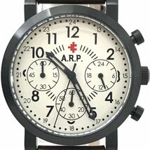 新品 A.R.P. エーアールピー 腕時計 ARP211-BCLBR クオーツ アナログ ラウンド アイボリー 5気圧防水 クロノグラフ おしゃれ 動作確認済み._画像1