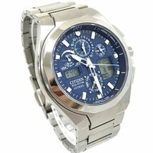 CITIZEN シチズン ATTESA アテッサ Eco-Drive エコドライブ 腕時計 U600-T011128 電波ソーラー ラウンド ブルー シルバー TITANIUM 動作OK_画像4