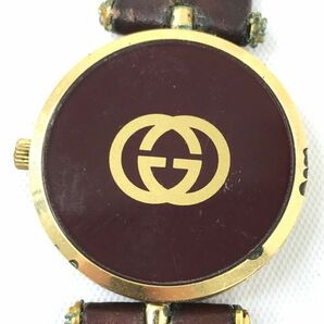 GUCCI グッチ シェリーライン 腕時計 クオーツ アナログ ラウンド アイボリー ブラウン レザーベルト ウォッチ ヴィンテージ コレクションの画像5