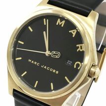 Marc by Marc Jacobs マークバイマークジェイコブス Henry ヘンリー 腕時計 MJ1608 クオーツ ブラック ゴールド 電池交換済 動作確認済_画像1