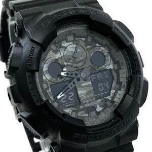 CASIO カシオ G-SHOCK ジーショック 腕時計 GA-100CF-1A クオーツ アナデジ ブラック 迷彩 カモフラージュ 電池交換済み 動作確認済み