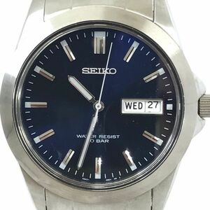 SEIKO セイコー SPIRIT スピリット 腕時計 7N43-0AP0 クオーツ アナログ ラウンド ネイビー シルバー カレンダー 電池交換済 動作確認済み