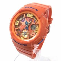 美品 CASIO カシオ BABY-G ベビージー Beach Traveler ビーチ トラベラー 腕時計 BGA-190-4B クオーツ オレンジ 電池交換済 動作OK 巾着付_画像2