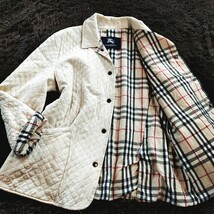 BURBERRY LONDON ①【高級品質 英国製】バーバリーロンドン キルティング ジャケット アウター ノバチェック 白 made in ENGLAND 男女兼用_画像1