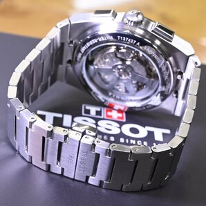 本物 新品 TISSOT PRX オートマティック クロノグラフ シースルーバック メンズウォッチ 男性用自動巻腕時計 保存箱 ギャラ 冊子付 ティソの画像6