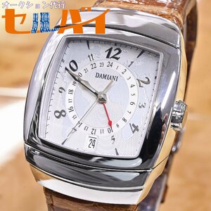 本物 極上品 ダミアーニ 極希少 XXLサイズ GMT オートマチック メンズウォッチ 男性用自動巻腕時計 純正両面クロコベルト DAMIANI