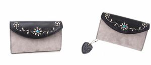 HTC Long Wallet Flower & Suede mix #6 TQS N / Gray