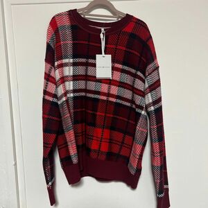 新品 タグ付き 未使用 今期 トミーフィルガー TOMMYHILFIGER 赤 チェック ニット