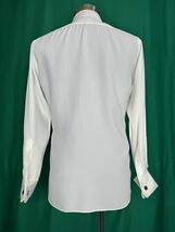 GUCCI グッチ　シルク　絹　長袖シャツ　最高級　カフスボタン　本物　中古品　白　ホワイト　首周り38㎝　15インチ　Mサイズ相当_画像3