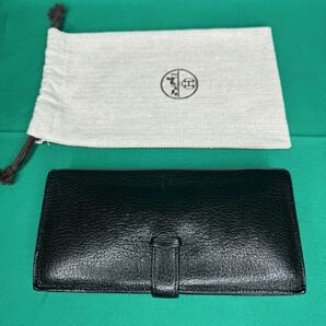 HERMES エルメス 財布 長財布 ベアンスフレ マチ付き 黒 ブラック ノワール シルバー金具 シェーブル N刻印 2010年 中古 本物の画像2