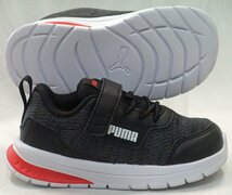 PUMA プーマ エボルブ ストリート AC+ インファント ブラック/レッド 16cm 軽量 ゴムひも 面ファスナー ベルクロ ベビー スニーカー 子供靴_画像2