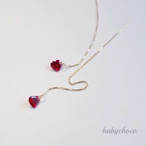  earrings lady's garnet Heart long earrings 