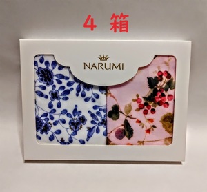 NARUMI ４箱 タオルハンカチ 2枚セット ギフトボックス入り プレゼント ご挨拶に 高級感 上品愛らしい　エフエムジー＆ミッション