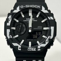 CASIO カシオ G-SHOCK Gショック GA-2100HT-1AJR 5611 布袋寅泰コラボ ブラックxホワイト ギタリズム柄 メンズ QZ 腕時計 稼動 箱付 美品_画像3