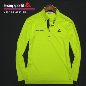 【ルコックゴルフ】 幾何学ジャガード　長袖ポロシャツ　サイズM　ストレッチ　ボタンダウン　le coq sportif golf