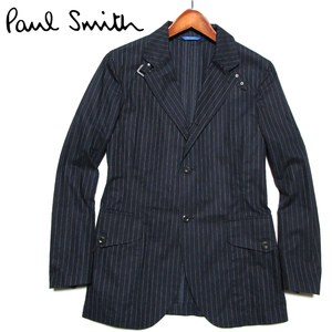 【ポールスミス】 衿ベルト　ピンストライプジャケット　ネイビー　サイズM　段返り3つボタン　春物　Paul Smith ジョイックス