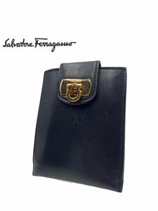  Salvatore Ferragamo бренд черный складывать кошелек кожа модный мужской женский 