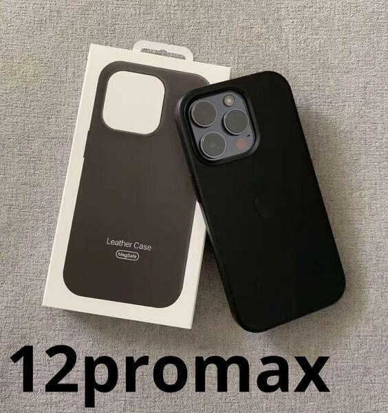 【新品】純正互換品iPhone 12promax レザーケース　ミッドナイト