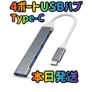 4ポートUSB グレー ハブ USBハブ USBポート Type-C タイプC 高速 USB-C パソコン PC データ　データ移行 USB データ USB拡張 MacBook