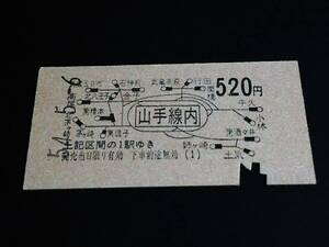 【地図式乗車券(A型)】　山手線内→520円　S54.5.6　秋葉原駅発行