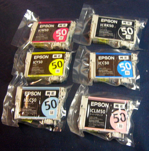 エプソン EPSON 純正インク ICBK50 ICC50 ICM50 ICY50 ICLC50 ICLM50 計6個 （IC6CL50 6色パックのバラ)