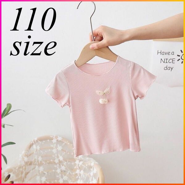 半袖Tシャツ Tシャツ 半袖Tシャツ キッズ 子供 女の子 かわいい さくらんぼ ピンク 110