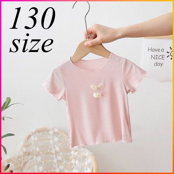 Tシャツ 半袖Tシャツ 半袖 半袖Tシャツ キッズ 子供 女の子 かわいい さくらんぼ ピンク 130