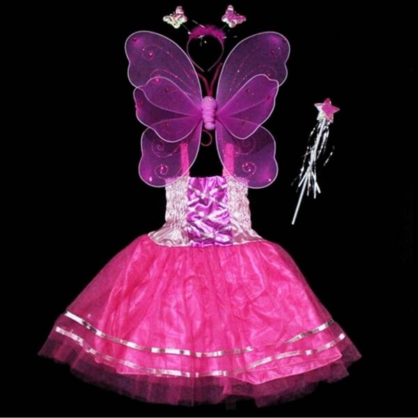 ちょうちょ ドレス コスプレ イベント 女の子 可愛い ピンク 4点セット カラードレス