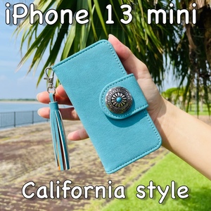 iPhone 13 mini leather case * fringe / suede & Conti .* iPhone notebook type cover *