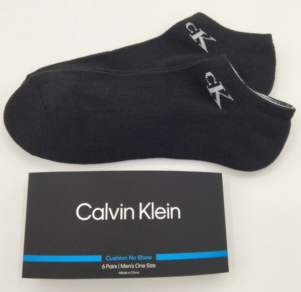 Calvin Klein(カルバンクライン) メンズソックス 2足セット ブラック くるぶしソックス CVM221NS03