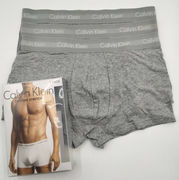 Calvin Klein(カルバンクライン) ローライズボクサーパンツ Grey Mサイズ 3枚セット メンズボクサーパンツ 男性下着 U2664