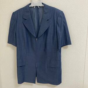 GIVENCHY GLAMOUR ブルー 羽織り 夏 上着 半袖ジャケット ジバンシイ サイズ44 大きいサイズ 古着/041-04