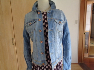  coming out feeling pretty! H&M cotton lady's jeans jacket damage processing 38 beautiful goods!