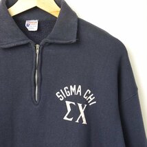 50s ビンテージ Champion チャンピオン ランナーズタグ ランタグ ハーフジップ カレッジ スウェット ネイビー L_画像1